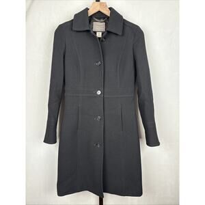 J Crew Classic Lady Day Coat Italian Double Cloth Wool Thinsulate Womens 0 Black